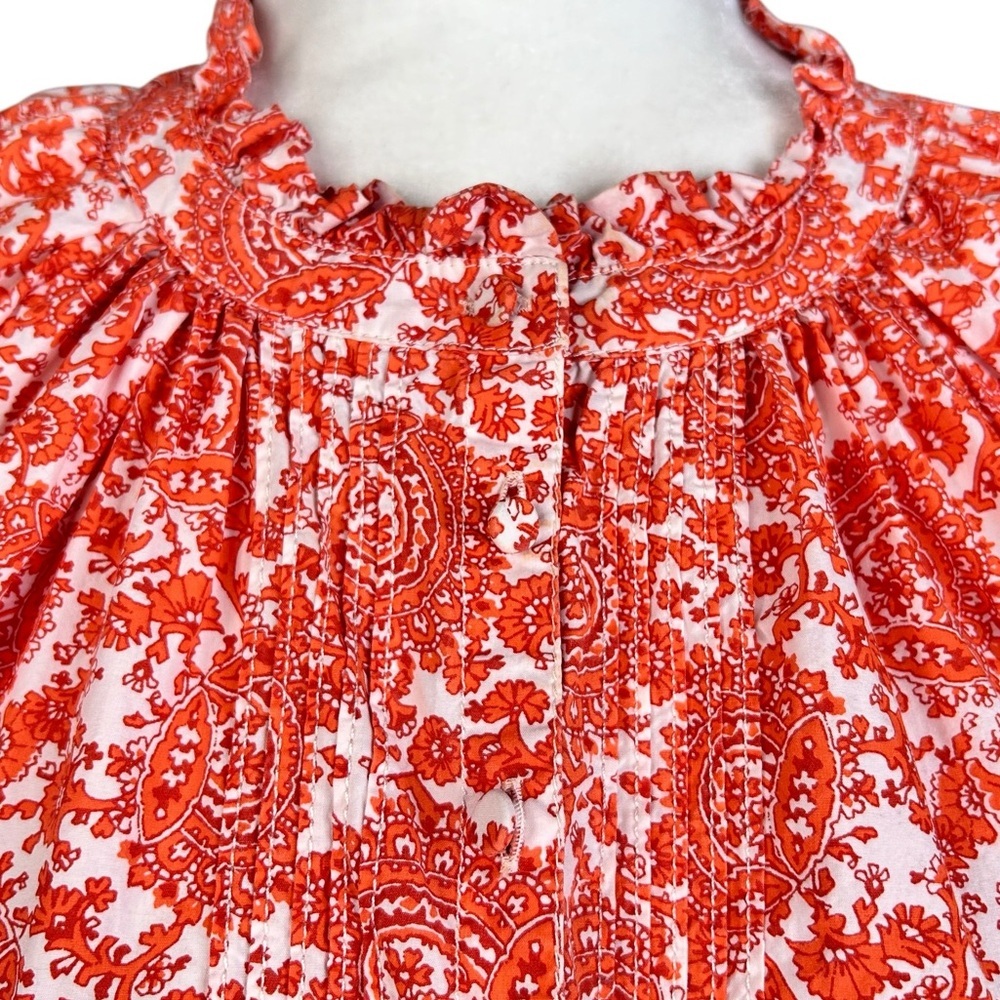 J Crew Mini Dress Med Tall Ruffle Collar Poplin Floral Preppy Closet Essential - Picture 9 of 15